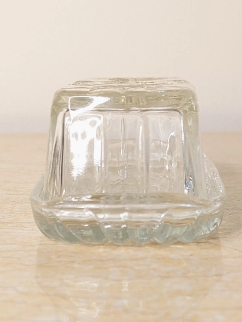 Vintage Anchor Hawking Prescut Clear Glass Star & Fan Design Butter Dish & Cover